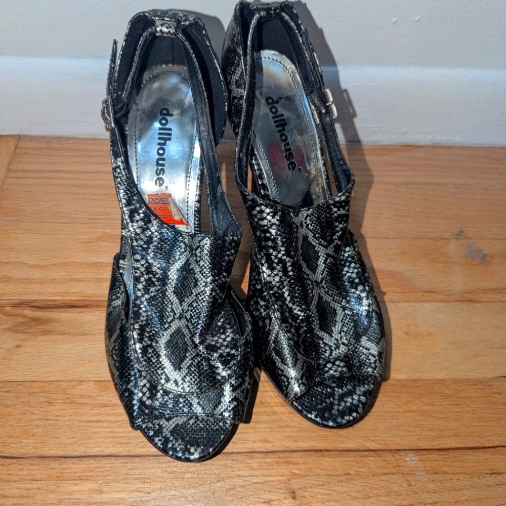 Dollhouse Snakeskin Pattern Heels